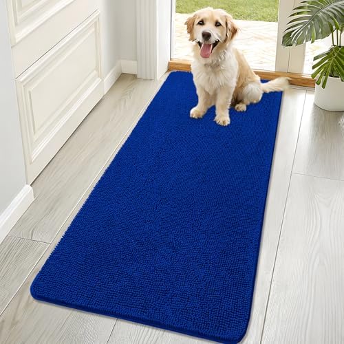 OLANLY Dog Door Mat for Muddy Paws 70x32, Super Absorbent Chenille Mud Mat