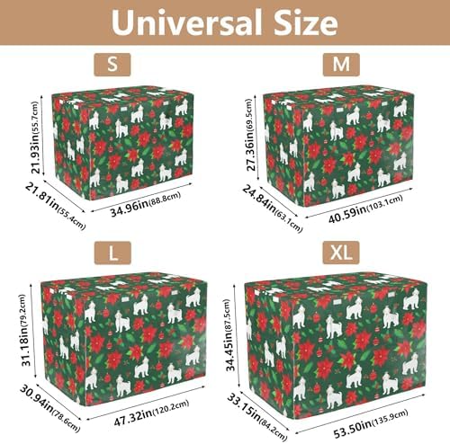 Kigai Christmas Decor Dog Crate Cover Oxford Fabric Windproof Waterproof Kennel Cover with Breathable Mesh & Roll-Up Panels, Fit for 35 in Cage, Washable