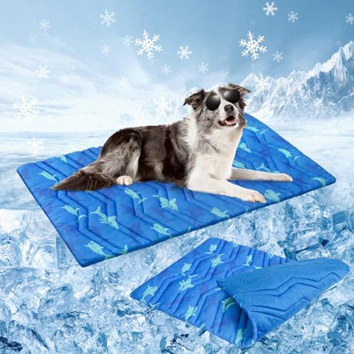 BEAUTYZOO Cooling Mat for Large Dogs, 48x28in Reversible Pad, Self-Cooling