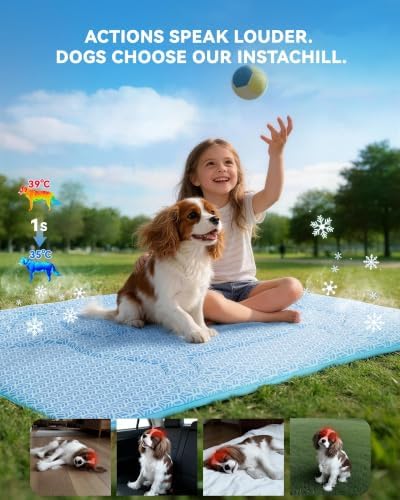Cooling Mat for Dogs, Instant Chill Large Pet Pad Dog Bed Indoor Outdoor L