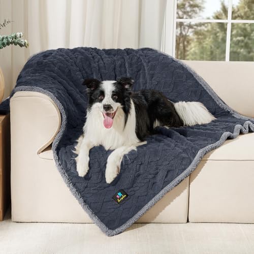Luciphia Waterproof Dog Blanket, Reversible Sherpa Fleece for Couch Cover