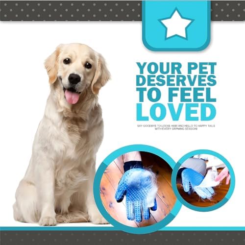 Dog Grooming Gloves for Shedding, Pet Grooming Gloves for Dogs and Cats, Deshedding Brush Glove for Pets, Hands On Glove for Grooming Dogs with Soft Silicone Tips for Effective Hair Removal