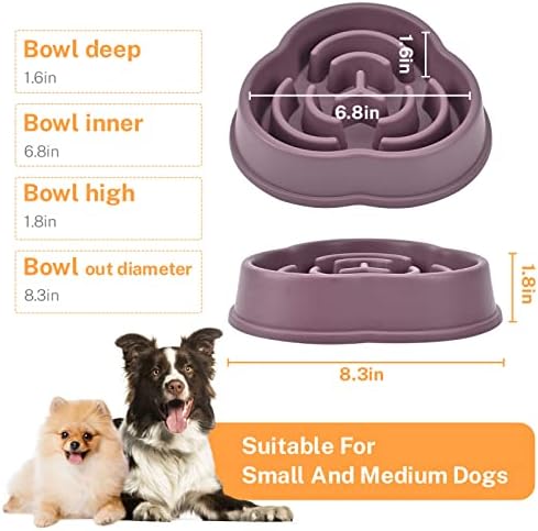 Slow Feeder Bowls for Small Medium, Puzzle Slow Feeding Pet Bowl with Anti-Slip Shim for Puppy, Non-Toxic Preventing Choking Healthy Slower Food Feeding Dishes (2pc Red)