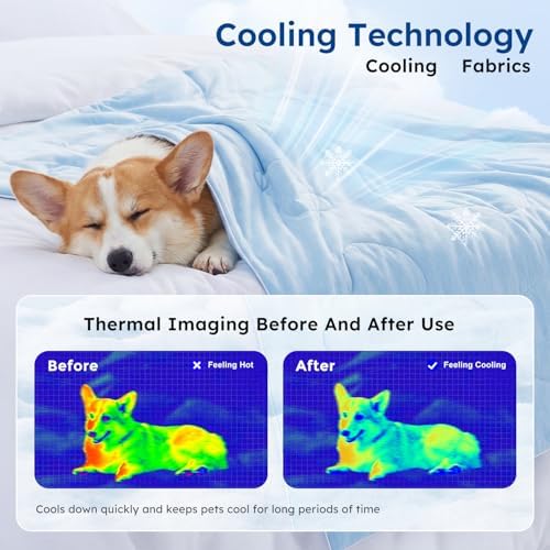 ZOMISIA Cooling Blanket for Medium Dogs - Washable Dog Cooling Mat for Hot Weather, Travel Soft Pet Summer Essentials, Grey, 30"x40"