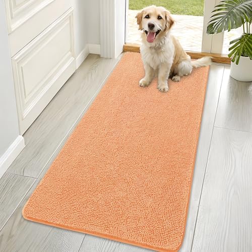 OLANLY Dog Door Mat for Muddy Paws 70x35, Super Absorbent Chenille Mud Mat