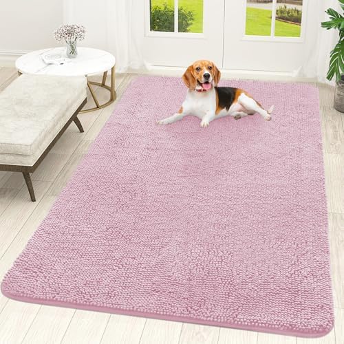 OLANLY Dog Door Mat for Muddy Paws 70x46, Super Absorbent Chenille Mud Mat