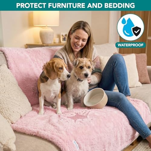 PetAmi Fluffy Sherpa Waterproof Dog Blanket for Medium Pet Cat 29x40, Pink