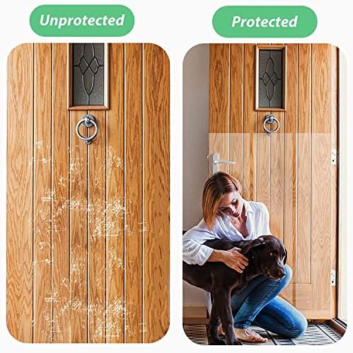 Door Protector from Dog Scratching 118" x 8.2" Cat Scratch Door Frame Single Side Adhesive Protector Anti Dog Scratch Door Guard for Dogs Clear CHUANGSEED