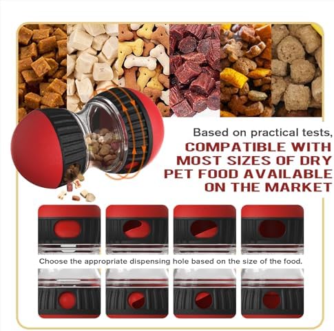 BSISUERM Dog Food Dispensing Puzzle Toy Adjustable Treat Dispenser Slow Feeder Pet Interactive Chase Toy Dog Enrichment Ball for Medium Large Dogs to Keep Them Busy, Extra Large