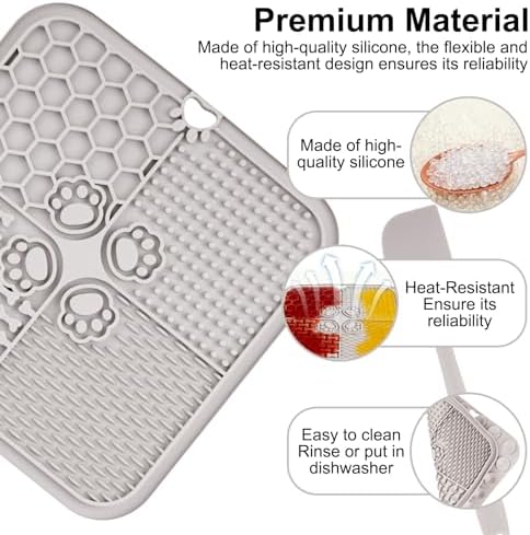 2 Pcs Lick Mat for Dogs Cats, Silicone Pet Food Mats with Suction Cups, Dog Licking Mat, Cat Dog Peanut Butter Lick Pad, Enrichment Pet Food Slow Feeder Mats for Bathing Grooming, with 2 Scrapers