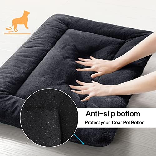 Dog Crate Pad Washable Dog Bed for Crate Large Cozy Mat 42-Inch Dark Gray