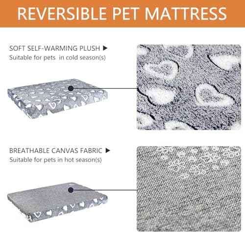 VANKEAN Reversible Cool/Warm Crate Mat Waterproof Washable Firm S-XXL Grey