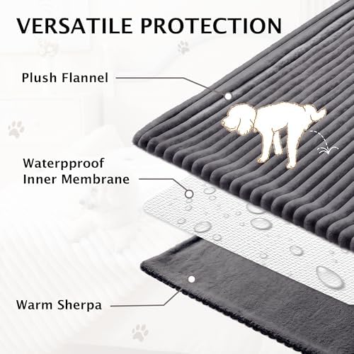 PuTian Waterproof Dog Blanket for Couch, 40"x50", Dark Grey
