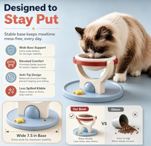 2-in-1 Elevated Ceramic Cat Bowl Wall-Mounted or Floor-Standing, Anti-tip Design Adjustable Height with Foldable/Removable Stand Suitable for Cats and Small Dogs (2Pc Green)