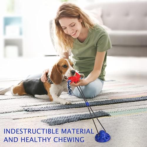 Askhald Aggressive Chewer Dog Toys - Rope Toys with Suction Cup, Teething Treats & Puzzle Food Dispensing Ball (Navy Blue)