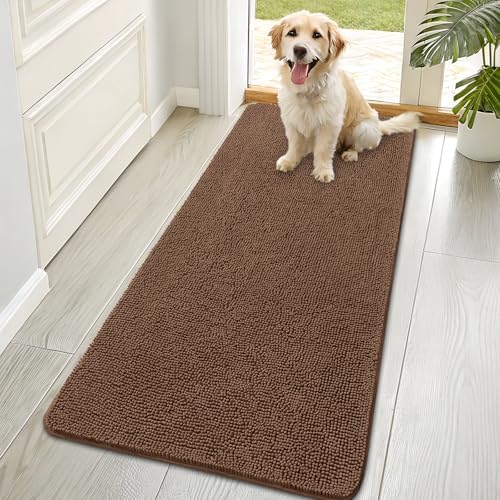 OLANLY Dog Door Mat for Muddy Paws 70x35, Super Absorbent Chenille Mud Mat