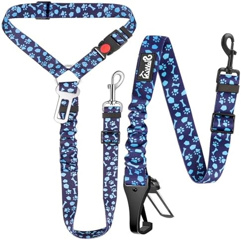 Lukovee Dog Seat Belt, 2 Pack, 3-in-1 Headrest & Seatbelt Clip & Latch
