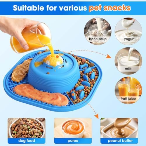 3-in-1 Dog Slow Feeder Bowl, 10in Large Non-Slip Slow Feed Dog Bowl with Removable Design, Food-Grade Silicone Puzzle Slow Feeder for Dogs & Cats, Helps Prevent Bloating and Indigestion（10 Inch）