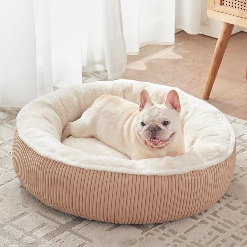30 inches Calming Donut Dog Bed for Medium Dogs,Brown