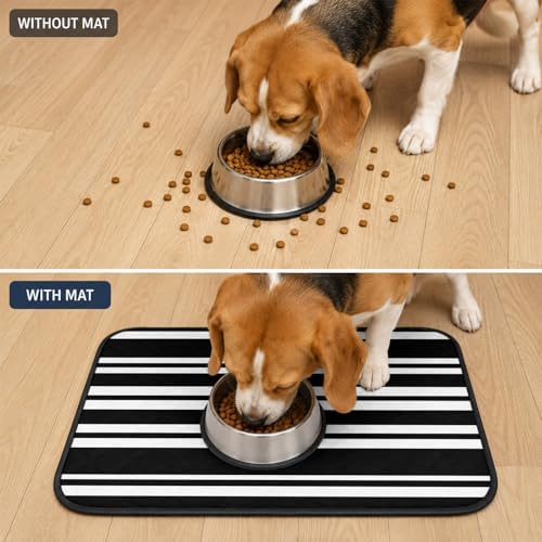 Washable Pee Pads for Dogs, Black White Stripes Waterproof Reusable Puppy Pads, Farmhouse Modern Striped Absorbent Non-Slip Dog Training Pads for Potty, Crates, Whelping, XL 40 x 30