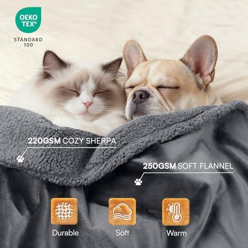 Luciphia Waterproof Blanket for Large Dog, Reversible Sherpa Bed Cover