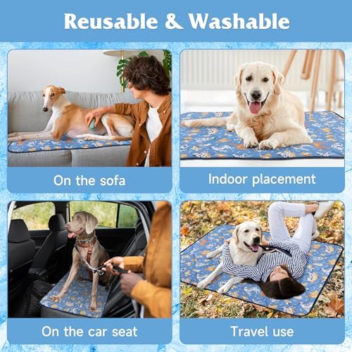 55.1"x40.2" Foldable Dog Cooling Mat, Washable Cooling Mat for Dogs, Soft Blanket for Dogs and Cats, Large