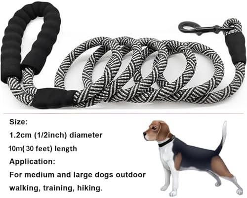 MayPaw 30ft Long Rope Dog Leash for Large Medium Dogs Soft Handle Dog Lead