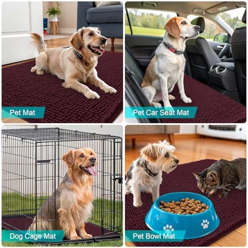 OLANLY Dog Door Mat for Muddy Paws 59x24, Super Absorbent Chenille Mud Mat