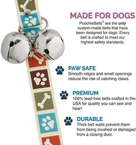 PoochieBells Handcrafted Dog Doorbell for Potty Training – Easy & Quick, Doggie-Safe USA-Made Dog Door Bell with Perfect Sound, Dog Trainer-Recommended for Over 20 Years, Bone App Brown