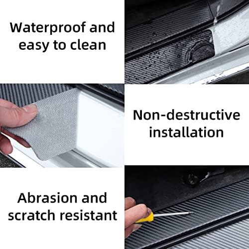Ziciner Car Rear Bumper Protector Guard, Anti-Scratch Carbon Fiber Trunk Door Sill Protection Strip Sticker, Universal Vehicle Trim Cover Accessories for Car, Truck, SUV, Van (41×3.75 in, Orange)