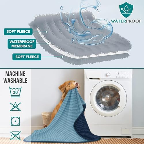 PetAmi Waterproof Dog Blanket for Couch Crate Pet Cover, 24x32, Navy Blue