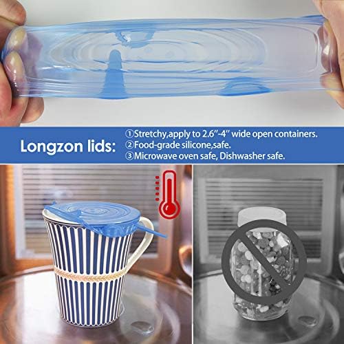 Longzon Silicone Stretch Lids, 12 Pack Small, Reusable Durable Food Storage Covers for Cups Small Bowls Cans Jars Fruits Vegetables, the Same Sizes of 2.6 Inch (Can Stretches to 3.5 Inches)