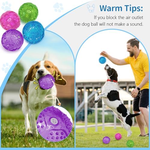RICHIE Ultra Durable Squeaky Dog Balls 3 Inch for Large Medium Dogs, Tough Chew Toys for Aggressive Chewers, Floating Fetch Balls for Pool Play, Teeth Cleaning Dog Toys 3 Pack Purple + Green + Green