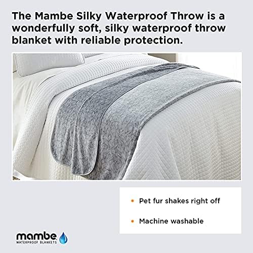 Mambe Silky Waterproof Throw Blanket for Pets & Incontinence – 70x120 Luxury Soft Reversible Washable Blanket to Protect Furniture Bed Sofa from Dogs Cats and Stains (Long/Sofa, Color Serene)