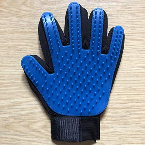Magik 1-2 Pair Pet Dog Cat De-Shedding Brush Grooming Glove Massage Hair Fur Removal Detangle (1 Pair, Blue)
