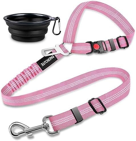 2 Piece Set Retractable Dog Car Seatbelts - Adjustable Pet Seat Belt for Vehicle Headrest Restraint - Heavy Duty & Elastic & Durable Car Harness