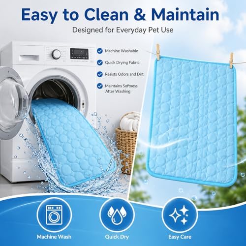 Cooling Mat for Dogs, Self-Cooling Ice Silk Dog Mat, Portable Washable Non-Slip Pet Cooling Pad for Indoor & Outdoor Summer Use, Breathable Dog Cooling Blanket for Large & Small Dogs (Gray, XX-Large)