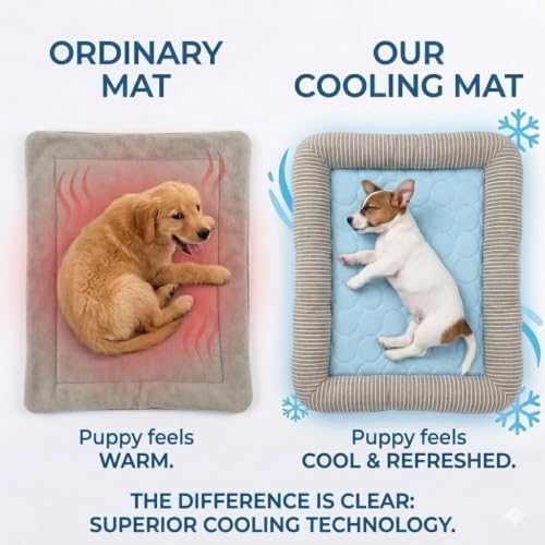 Dog Cooling Mat for Summer, Self Cooling Ice Silk Pet Bed Mat for Crate, Sofa & Car Seats, Breathable Washable Pressure Activated Cool Pad for Small, Medium, Large Dogs and Cats (Blue Mat, X-Large)