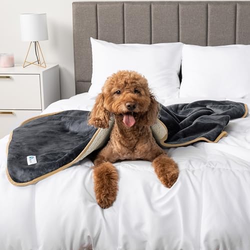 PetAmi Waterproof Dog Blanket Puppy Cat Large Couch Cover, 40x60 Grey/Beige