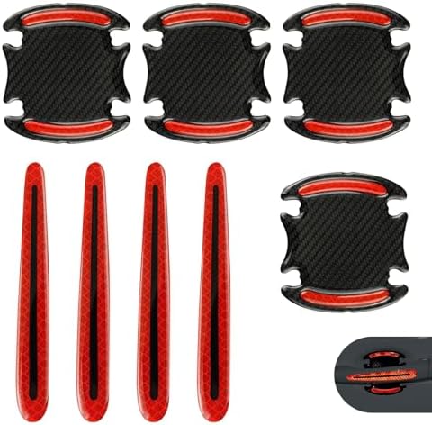 WZP 8PCS Car Door Handle Scratch Protectors, 3D Safety Reflective Strips