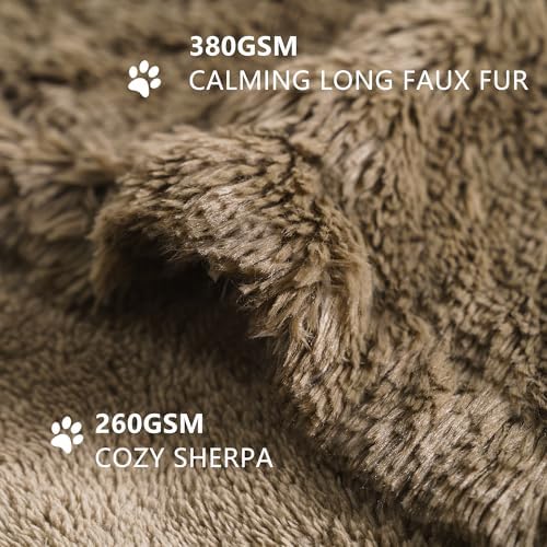 gogobunny Waterproof Dog Blanket for Couch & Furniture Protection - Super Soft Reversible Throw for Large Dogs & Cats, Calming Washable Fur & Sherpa Pet Blanket (40x50 Inch, Stone)