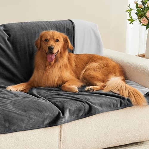 Waterproof Blanket Bed Cover 60"x80" for Adults or Pets, Dark Grey