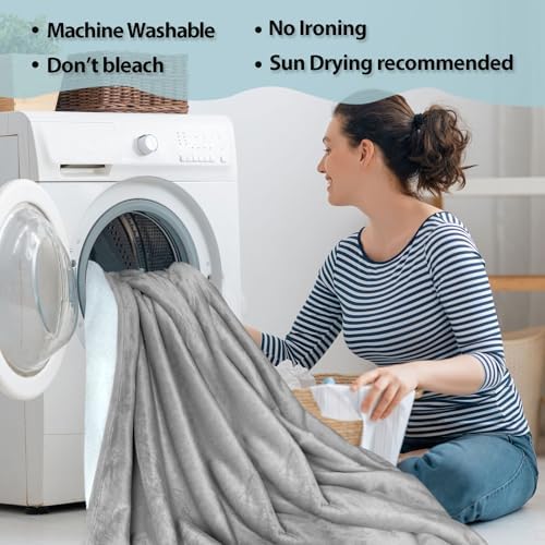 Waterproof Gray Blanket for Bed 80''x60'', Flannel & Sherpa