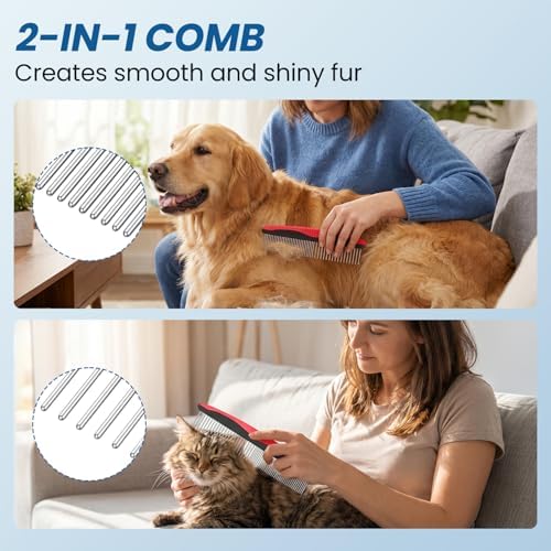 Dog Brush for Shedding, Metal Comb and Dog Bath Brush