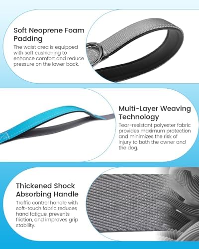 5.3-8.9 ft Medium-Size and a 5.3-7.8 ft Hands-Free Dog Leash with car Seatbelt.