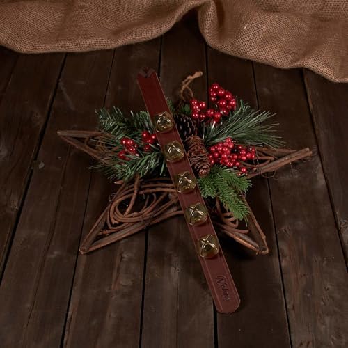 Hanging Door Bells – Handmade Sleigh Bells & Dog Training Bells for Potty Training, Holiday Décor, and Multi-Purpose Door Use (Black - Brass Bells)
