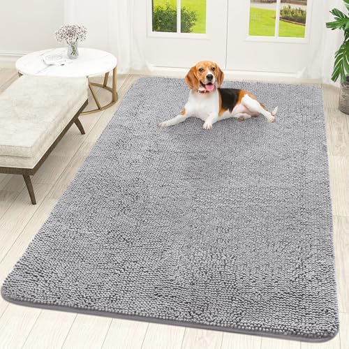 OLANLY Dog Door Mat for Muddy Paws 70x46, Super Absorbent Chenille Mud Mat