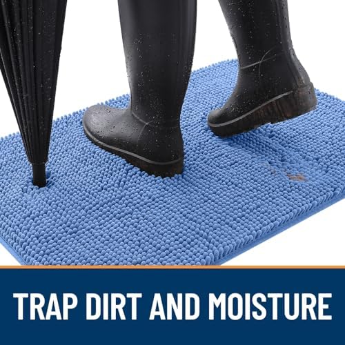 OLANLY Dog Door Mat for Muddy Paws 59x35, Super Absorbent Chenille Mud Mat