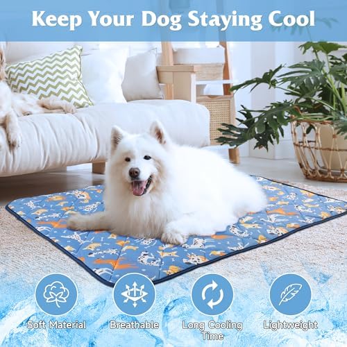 55.1"x40.2" Foldable Dog Cooling Mat, Washable Cooling Mat for Dogs, Soft Blanket for Dogs and Cats, Large