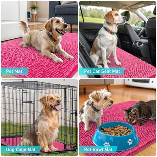 OLANLY Dog Door Mat for Muddy Paws 59x32, Super Absorbent Chenille Mud Mat